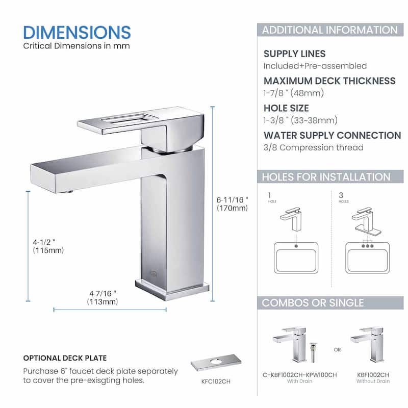 Single-handle Bathroom Vanity Sink Faucet w/ Water Hose