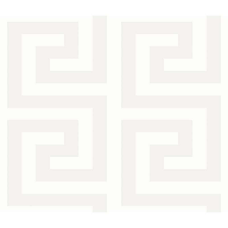 Seabrook Designs Forte Greek Key Non-Woven Unpasted Wallpaper - 20.9 in. W x 33 ft. L - Metallic Ivory