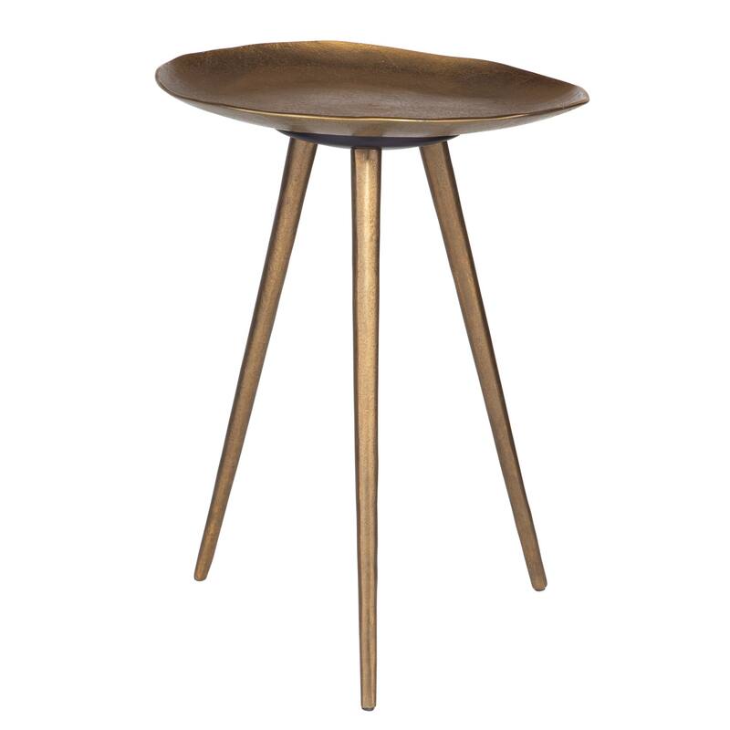 Lily Pad Round End Table - 21" - Antique Brass