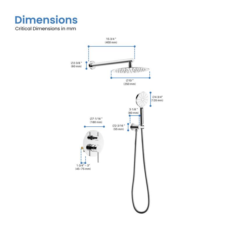 Circular Pressure Balanced 2-Function Shower System with Rough-In Valve