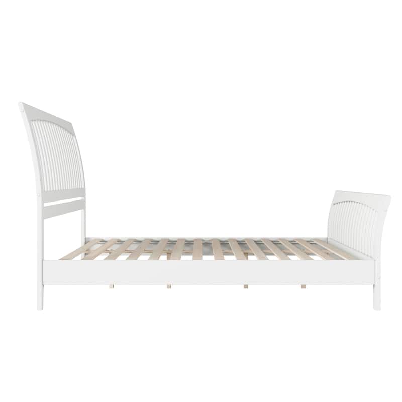 Orleans King Solid Wood Low Profile Platform Bed with Matching Footboard in White