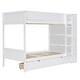 preview thumbnail 10 of 24, Twin Over Twin Bunk Bed w/ Storage Shelves and 2 Drawers, Multi-Layer Cabinet Bunk Bed w/ Safety Guardrail for Kids Teens Adults
