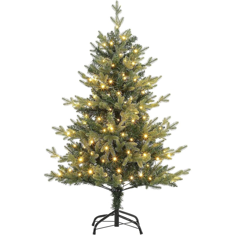 4 Ft Prelit Artificial Small Christmas Tree with Lights - 4FT - Green