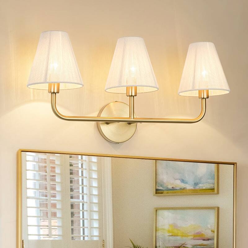 3-Light Woven Ivory String Shade Vanity Wall Lamp 23.6 in