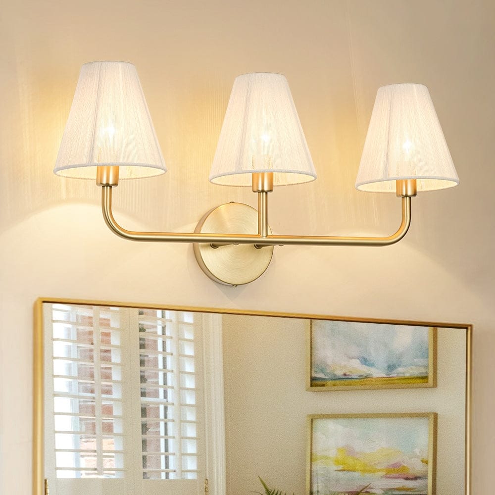 3-Light Woven Ivory String Shade Vanity Wall Lamp 23.6 in