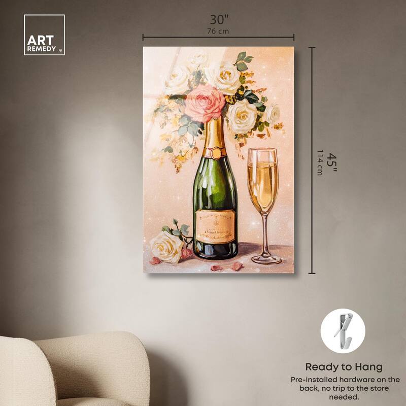 Blooming Champagne Vase Acrylic by Art Remedy, Ready to Hang