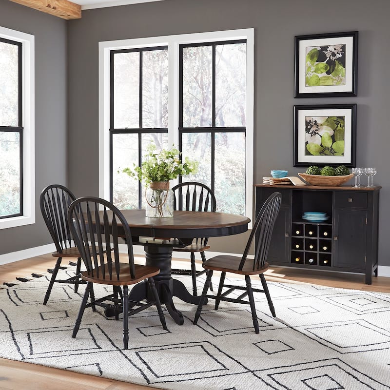 Carolina Crossing Black 5 Piece Pedestal Table Set - Black