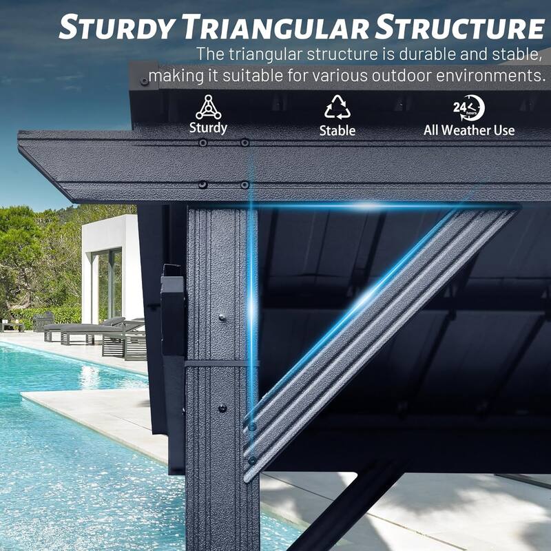 6.5x12FT Hardtop Grill Gazebo, Outdoor BBQ Gazebo with 2 Side Shelves and Sloping Galvanized Steel Roof