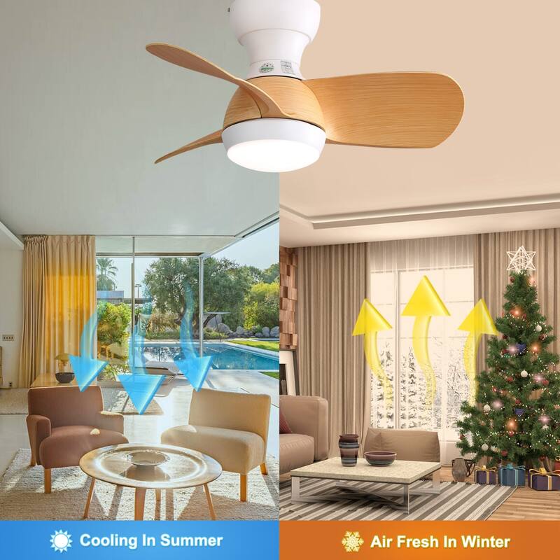 23" Mount LED Bedroom Ceiling Fan with Remote - 23