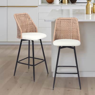 28.8" Indoor Swivel Wicker Barstools