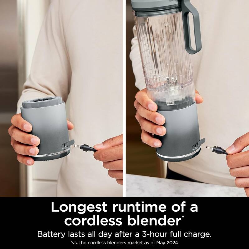Ninja BC251SL Blast Max Cordless Blender, 22oz, Silver - Certified Refurbished