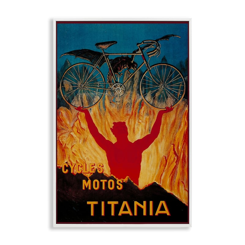 Stupell Vintage Dragon & Bicycle Framed Giclee Art Design By Marcus Jules - 12 x 18 - White