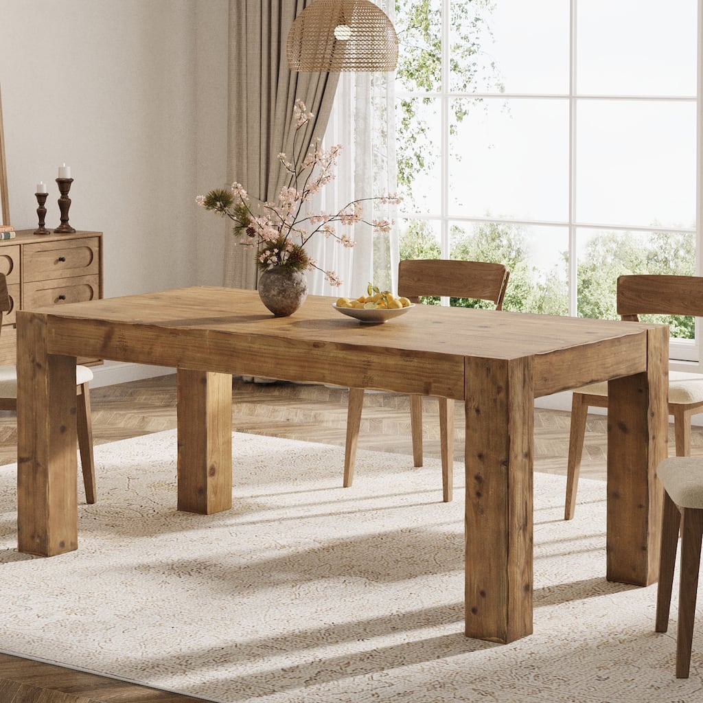 63-Inch Solid Wood Dining Table for 4-6 - 31.5" D x 63" W x 29.92" H