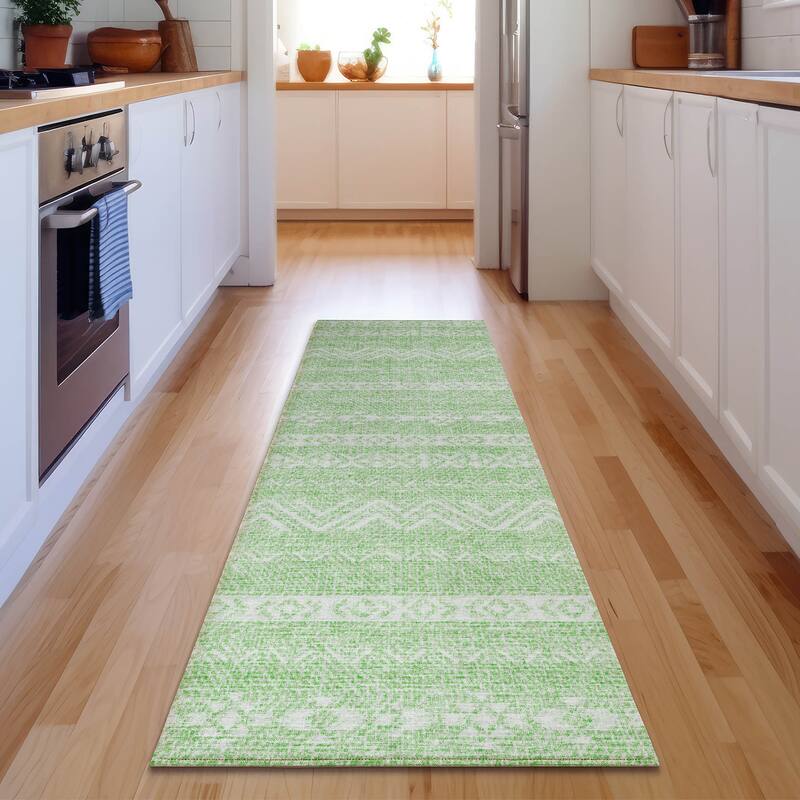 Premium Washable Super Soft Global Stripes Mayfield Rug - Lime - 2' 3" x 7' 6" - Runner