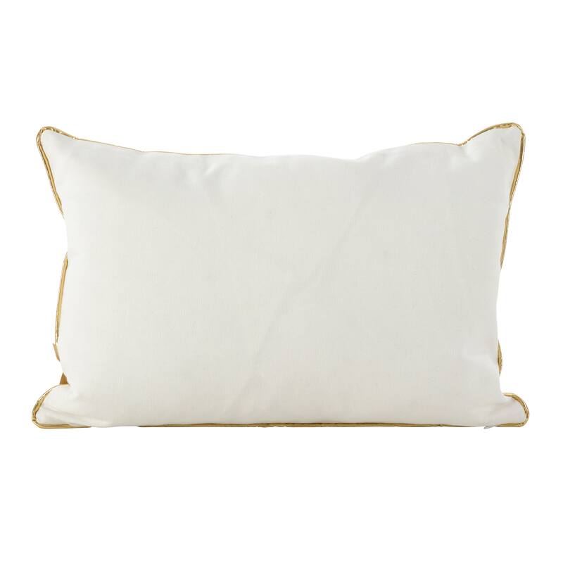 Metallic Poinsettia Branch Design Holiday Cotton Poly Filled Throw Pillow