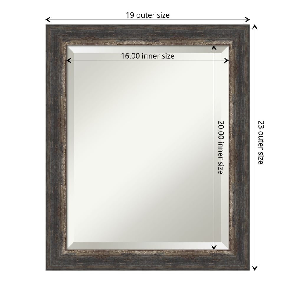 Beveled Bathroom Wall Mirror - Bark Rustic Char Frame