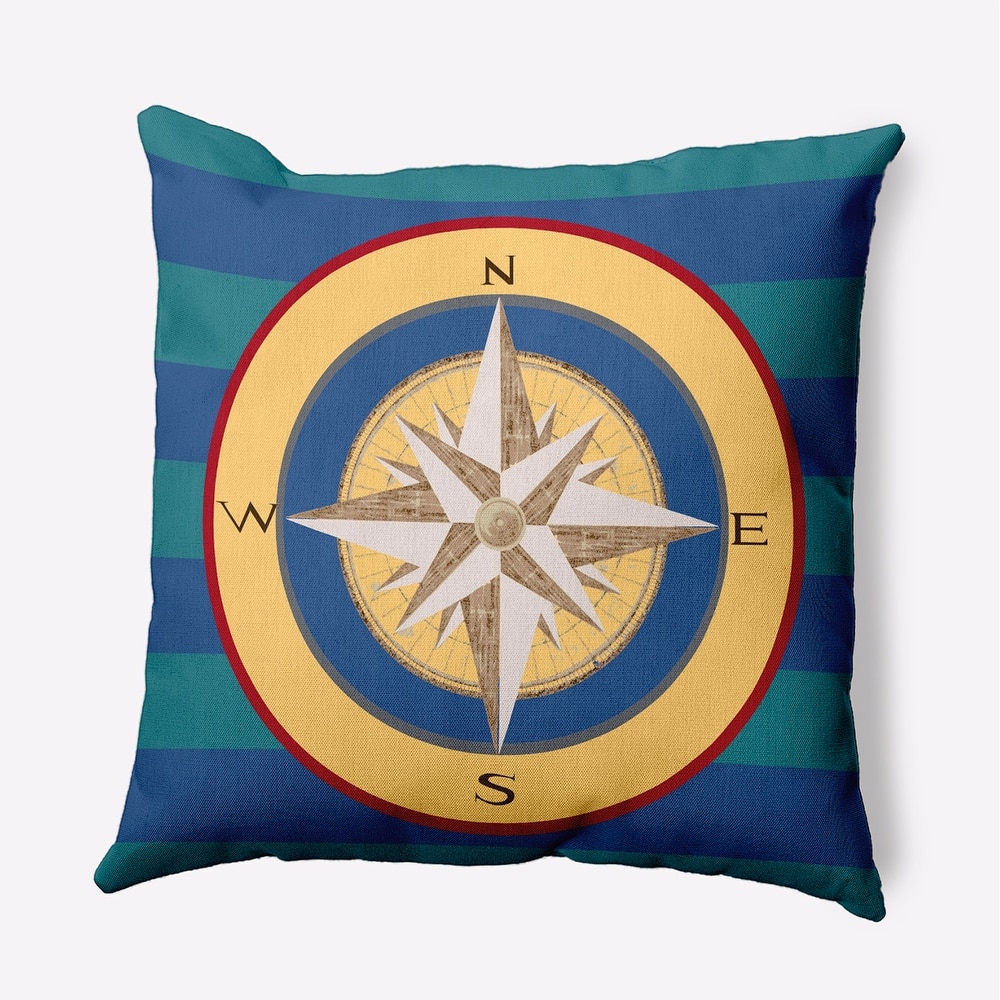 Compass on Stripes Indoor/Outdoor Throw Pillow
