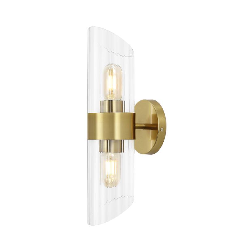 SAFAVIEH Lighting Eytan 2-light 6-inch Glass Wall Sconce with Bulbs (Set of 2) - 6.3 in. W x 4.8 in. D x 16.5 in. H