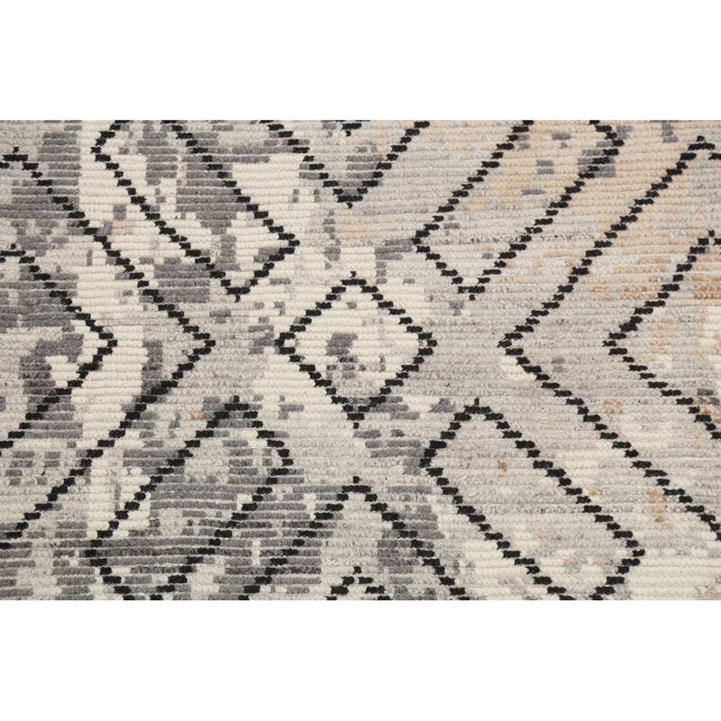 Modern Geometric Moroccan Oriental Area Rug Handmade Wool Carpet - 5'4" x 7'5"