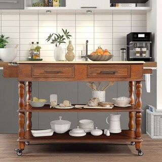 56 Kitchen Storage Table,inch Large Kitchen Cart with 2 Drawers - Bed ...