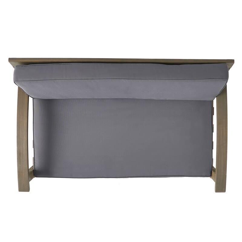Peyton Outdoor Cushioned Acacia Wood Loveseat and Table Set by Christopher Knight Home