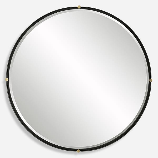 slide 2 of 7, Uttermost 09939 Bonded 48-7/8" Diameter Circular Beveled Accent Mirror Black