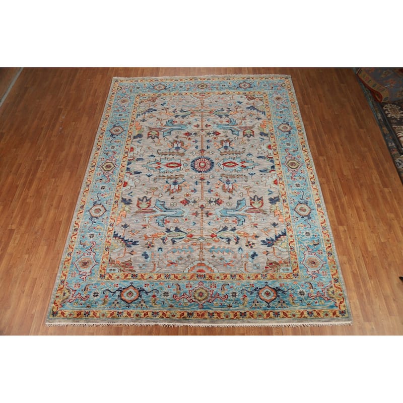 Hand Knotted Oriental 100% Wool Carpet Transitional All-Over Greys & Charcoal Oushak Area Rug - 12' 0'' X 9' 2''