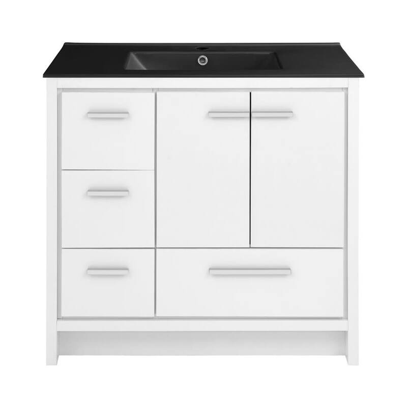 Swiss Madison SM-BV750 Virage 37" Free Standing Single Basin Vanity - White / Matte Black