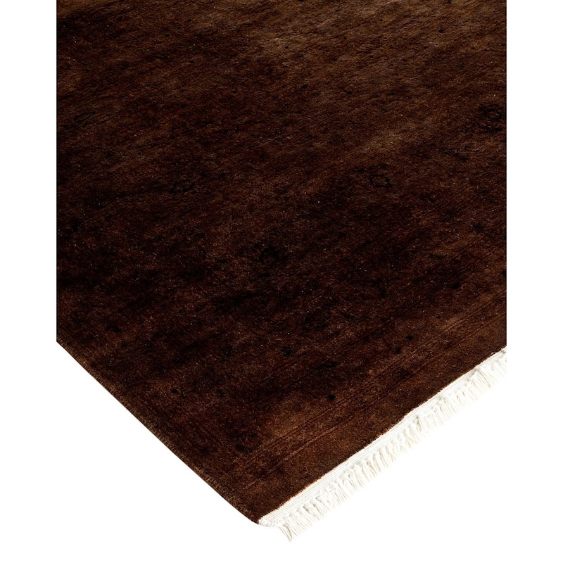 Overton Hand Knotted Wool Vintage Inspired Modern Contemporary Overdyed Brown Area Rug - 6' 0" x 9' 3"