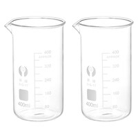 2Pcs 400ml Tall Form Glass Beaker, 3.3 Glass Graduated Measuring Cups ...