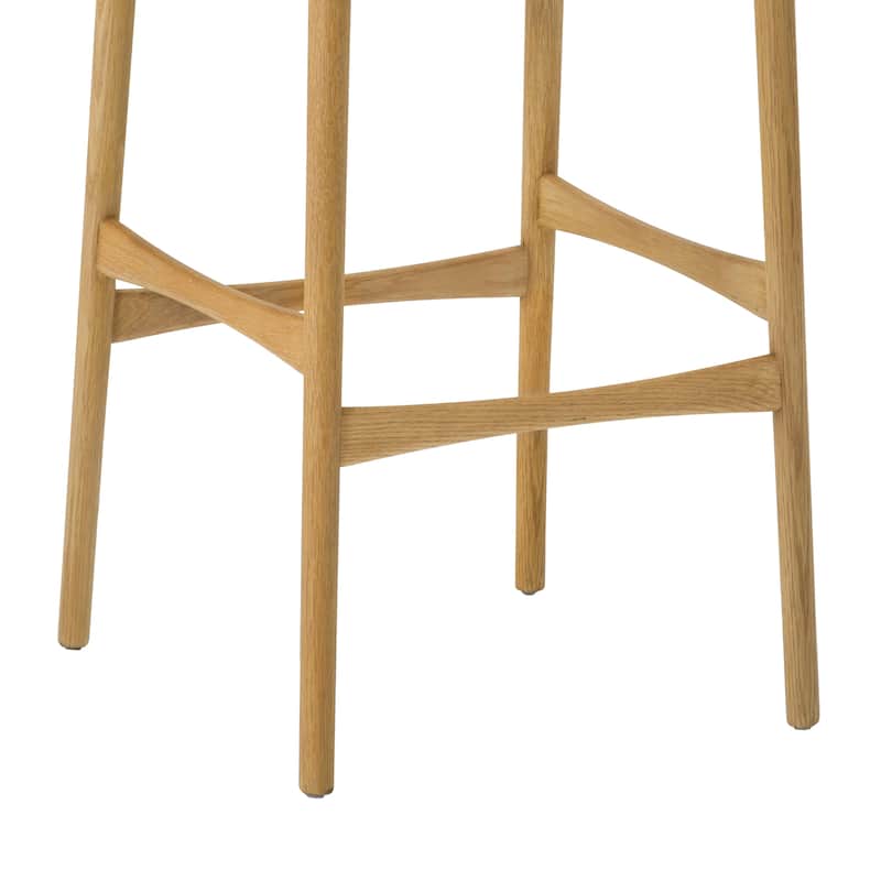 Erie Solid Wood and Woven Paper Cord Bar or Counter Height Chair Bar Stool