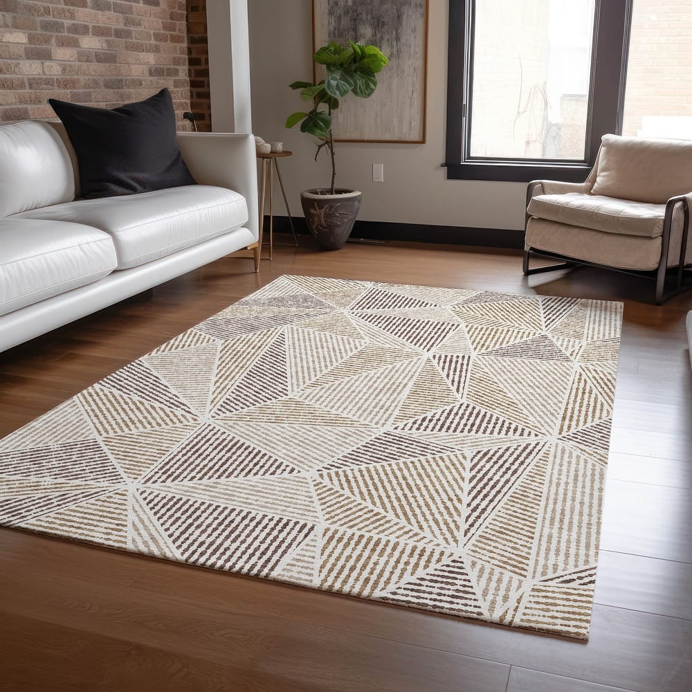 Machine Washable Indoor/ Outdoor Chantille Geometric Mosaic Rug
