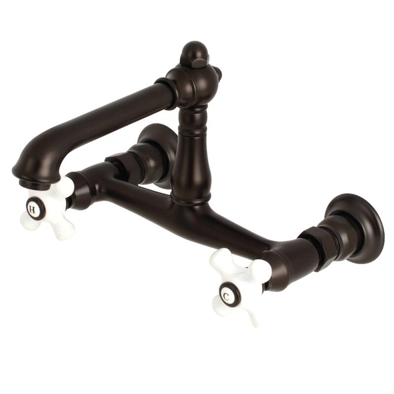 Kingston Brass English Country Two-Handle 2-Hole Wall Mount Bathroom Faucet - Oil Rubbed Bronze