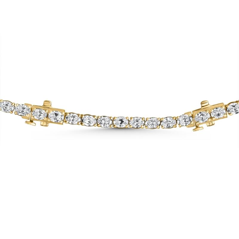 Bliss Diamond 19Ct Oval Diamond Tennis Necklace Yellow Gold Lab Grown