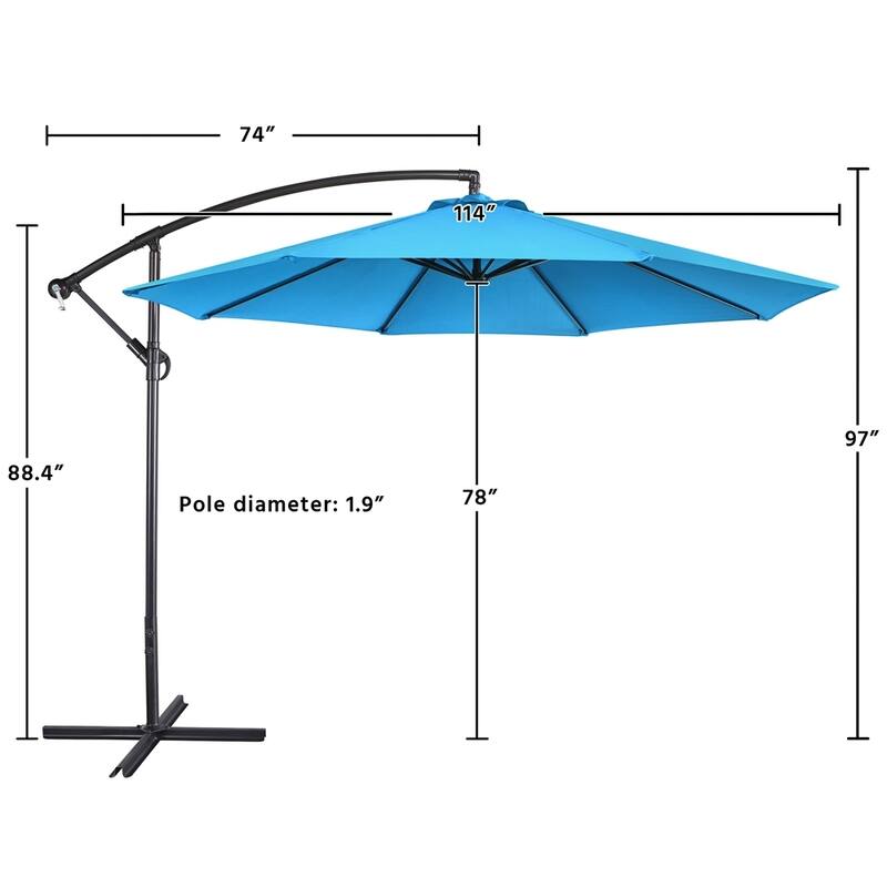Yaheetech 10 Ft Patio Offset Umbrella Outdoor Hanging Cantilever Umbrella with Crank & Cross Base