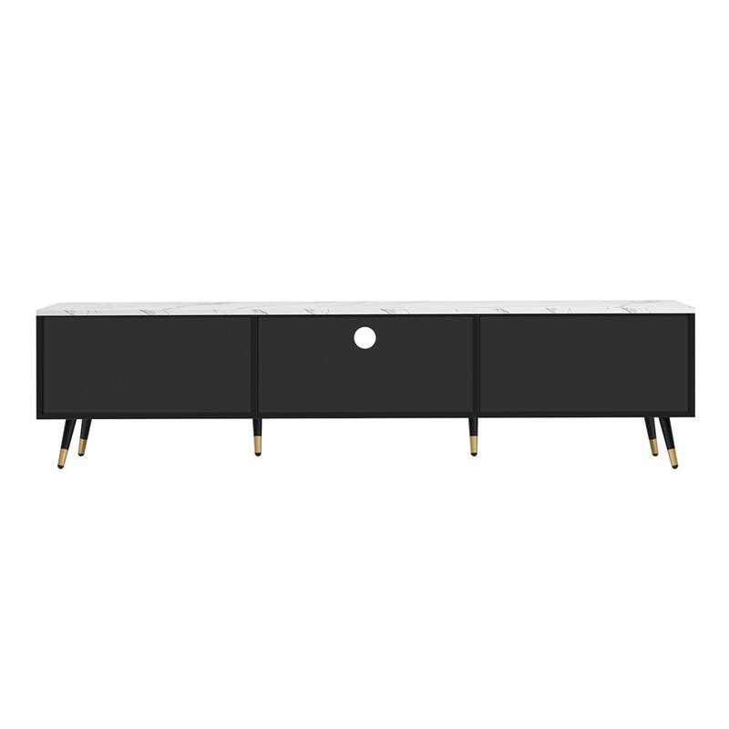 71" Modern TV Stand with 2 Cabinets and Open Compartments