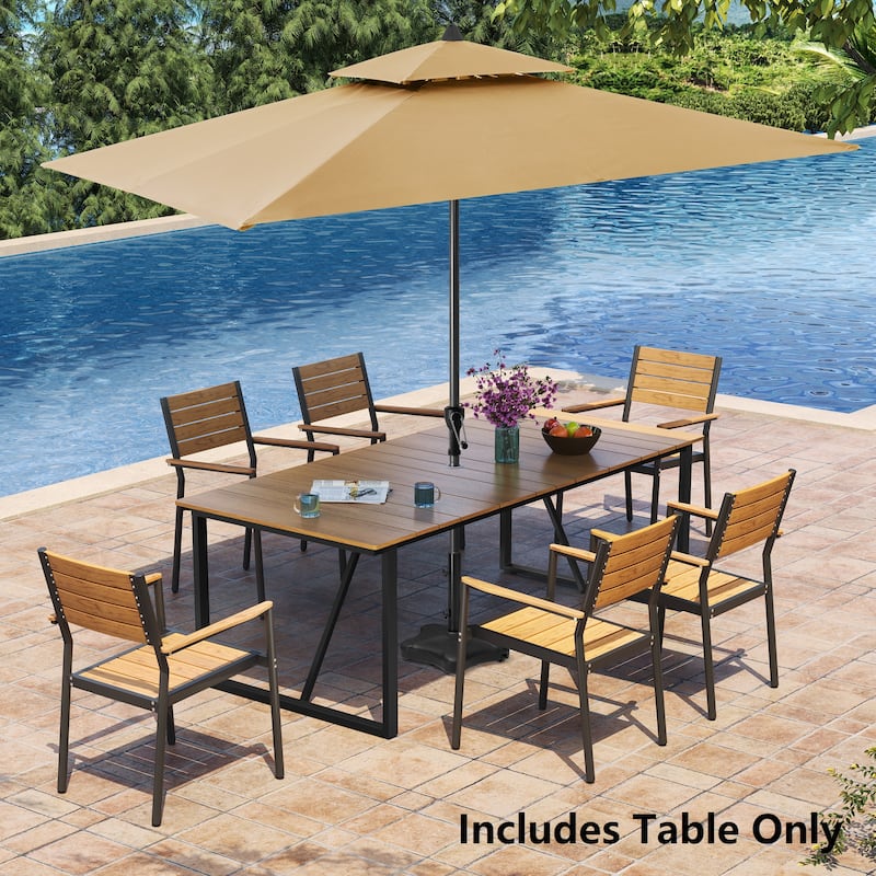 Patio Aluminum Dining Table Outdoor Patio 6 Person Rectangular Table - 82.7 in L * 37.8 in W * 28.9 in H