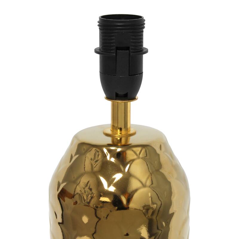 Mermaid Fishscale Porcelain Table Lamp with Black Drum Shade - 13.5" - Gold