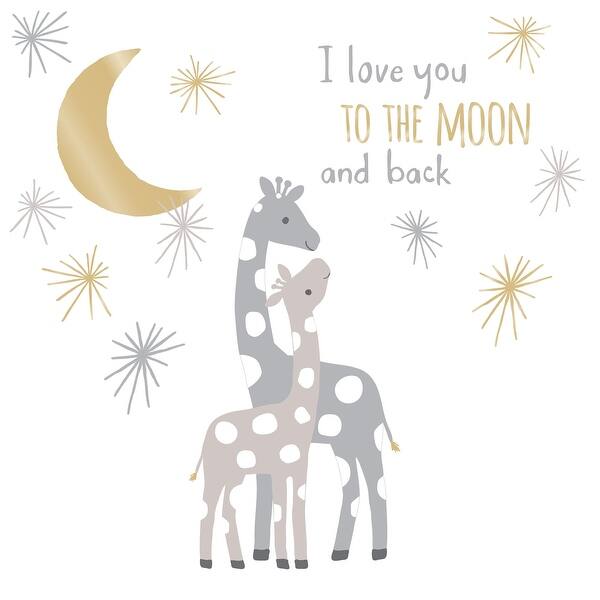 slide 2 of 3, Lambs & Ivy Signature Moonbeams I Love You to the Moon and Back Celestial Giraffe Nursery Wall Decals/Appliques