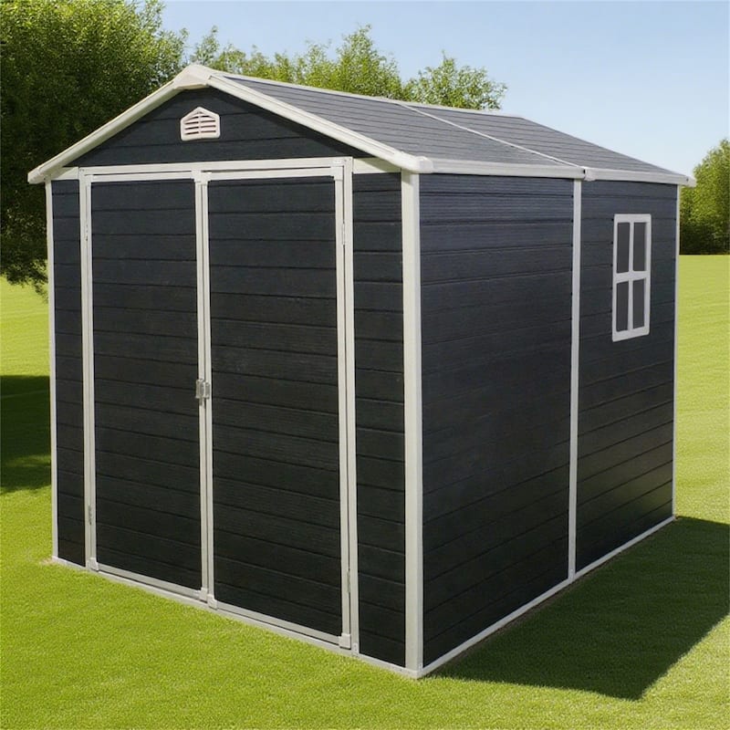 6x8 ft Resin Outdoor Storage Shed - Black