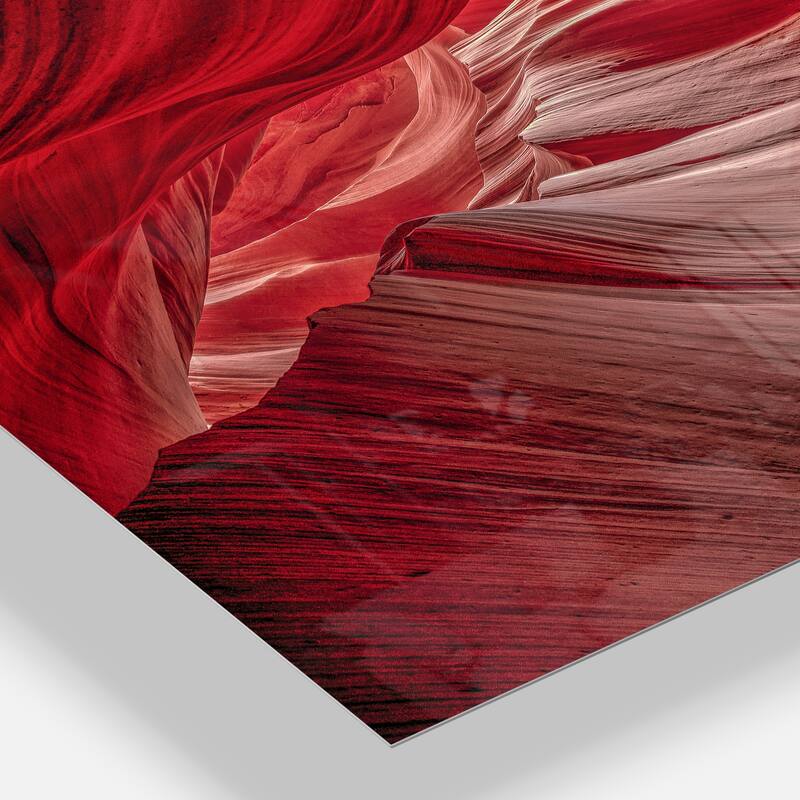 Red Shade in Antelope Canyon - Landscape Photo Glossy Metal Wall Art