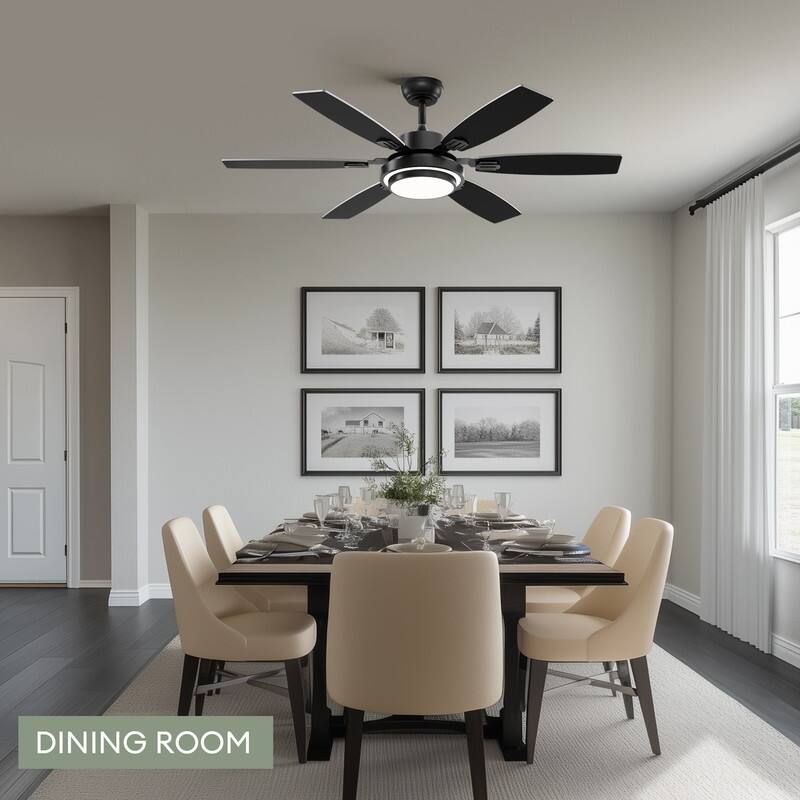 52 Inch Farmhouse Ceiling Fan with Light and Remote Black Industrial Caged Ceiling Fans for Bedroom - 52 in.