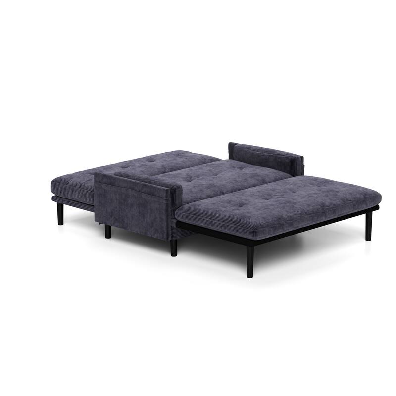 Roomfitters, Corduroy 2-Seater Sofa Sleeper, Convertible Loveseat with Recline Function and Armrests, Modern Small Sofa Bed