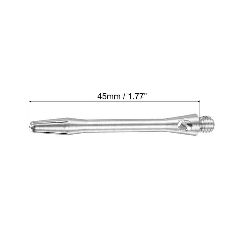45mm Dart Shafts, 2BA Thread Aluminum Dart Stems - 3 Pack - Silver
