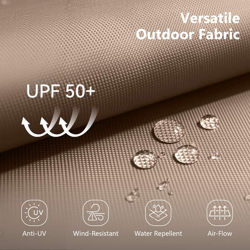 MAISON ARTS 13ft Double-Sided Outdoor Umbrella, 2-Tier Vented Market Umbrella with Colored Lights and Base