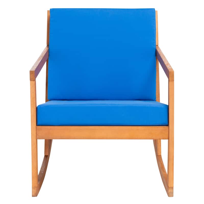 SAFAVIEH Outdoor Vernon Rocking Chair - Natural/Royal Blue