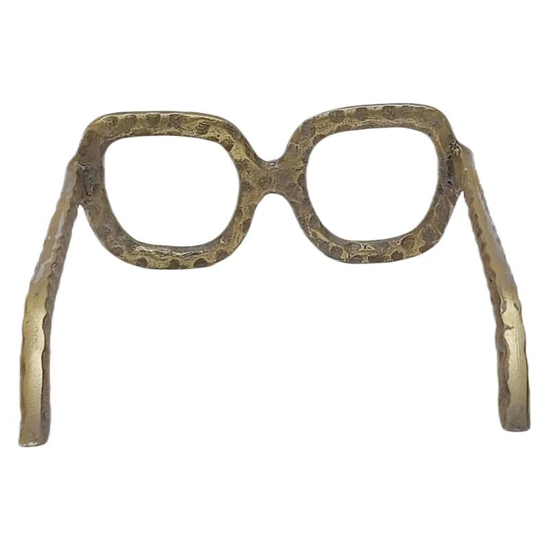 Metal Decorative Object Eyewear-Shaped Sculpture with Textured Design