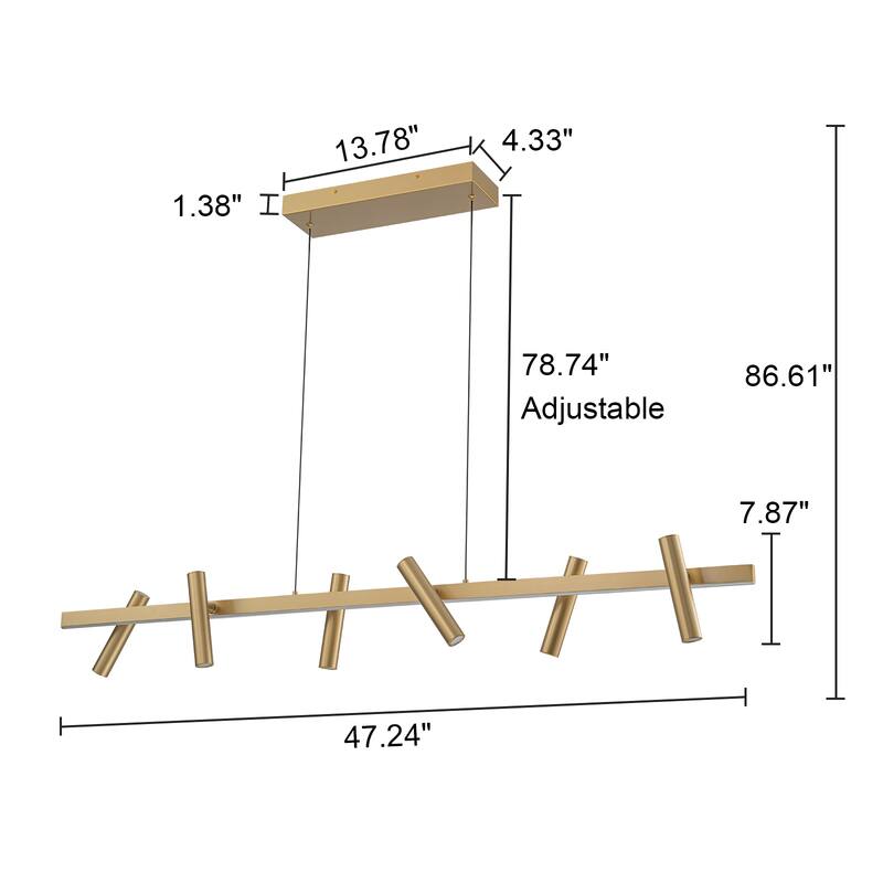 6 Light Modern Industrial LED Track Lighting Kit Industrial Adjustable Linear Spotlights - W47.24"