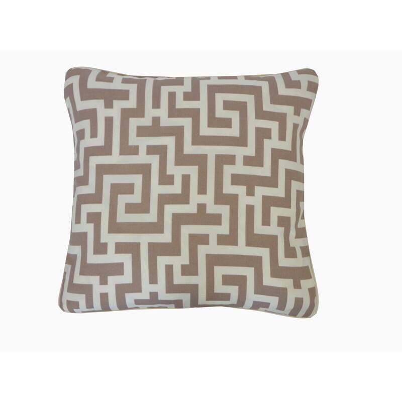 Jiti Outdoor Geometric Maze Patterned Waterproof Square Throw Pillows Cushions for Pool Patio Chair 20 x 20 - Taupe/Cream