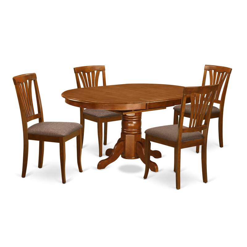 East West Furniture 5 Piece Kitchen Table Se Includes an Oval Dining Table and 4 Kitchen Chairs, Saddle Brown(Seats Options)